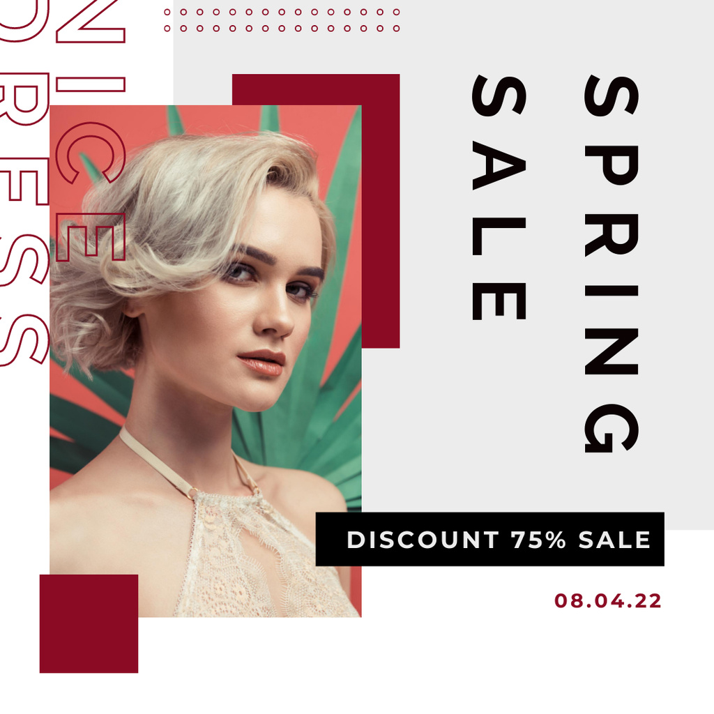 Spring Sale Fashion Collection with Blonde Instagram Šablona návrhu