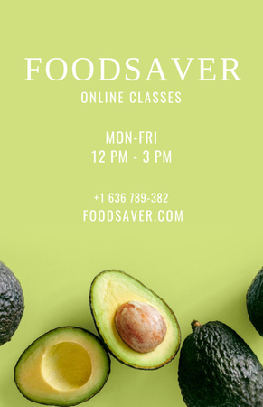 Platilla de diseño Food Saver Classes Announcement With Avocado Invitation 5.5x8.5in