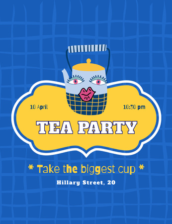 Funny Tea Party Invitation 13.9x10.7cm Design Template