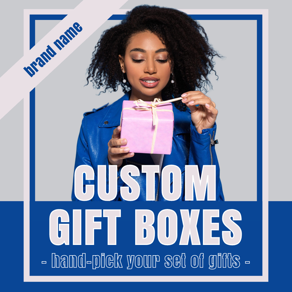Custom Gift Box for Woman Blue Instagram Design Template