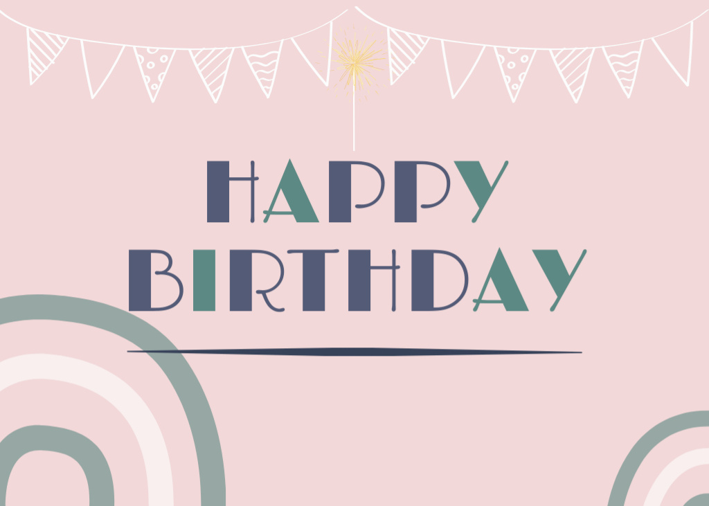 Designvorlage Birthday Greeting on Pastel Pink für Postcard 5x7in