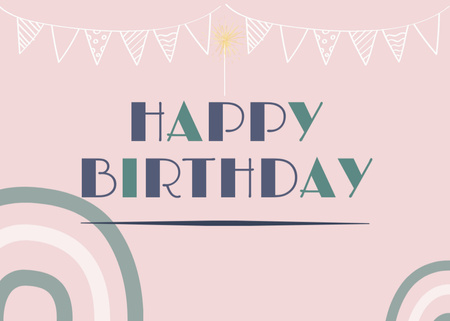 Birthday Greeting on Pastel Pink Postcard 5x7inデザインテンプレート