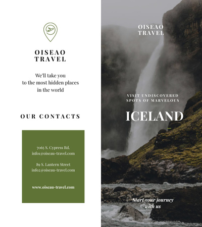 Iceland Tours Highlighting Breathtaking Mountains Brochure 9x8in Bi-fold Design Template