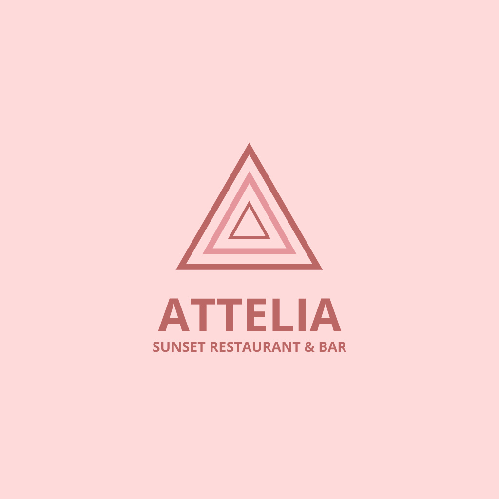 Emblem of Restaurant with Pink Triangles Logo Design Template