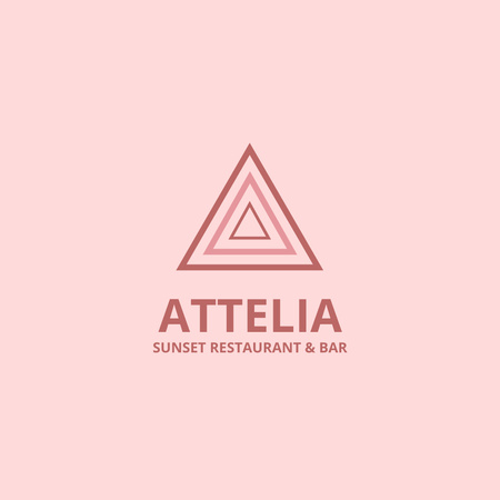 Az étterem címere rózsaszín háromszögekkel Logo tervezősablon