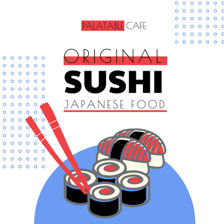 Japanese Food Ad with Fresh Sushi Instagram Design Template