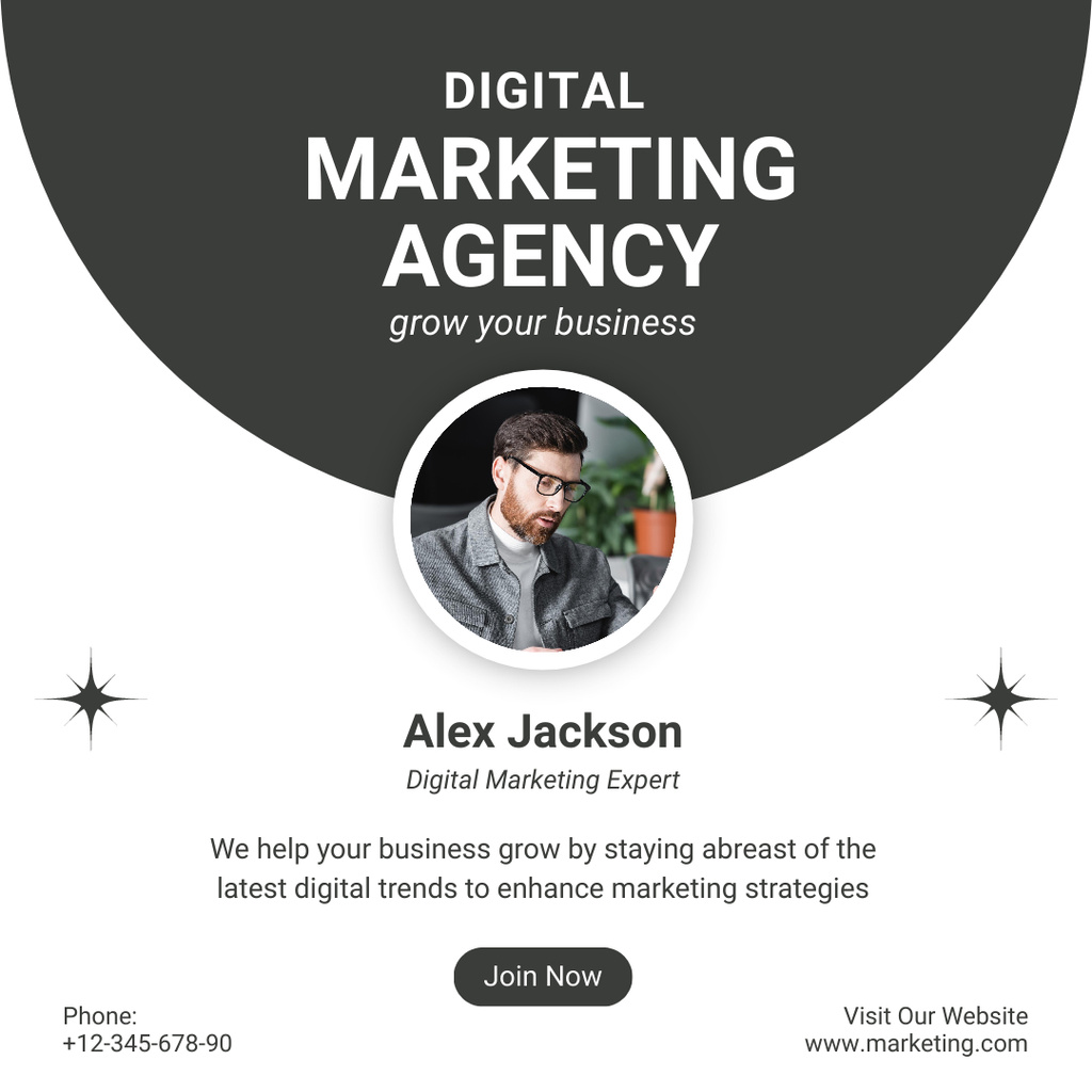 Business with Digital Marketing Agency Instagram – шаблон для дизайна