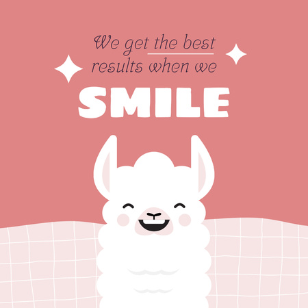Phrase about Smile with Cute Alpaca Instagram Design Template
