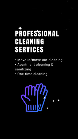 Professional Cleaning Service Offer With Gloves And Options TikTok Video Design Template