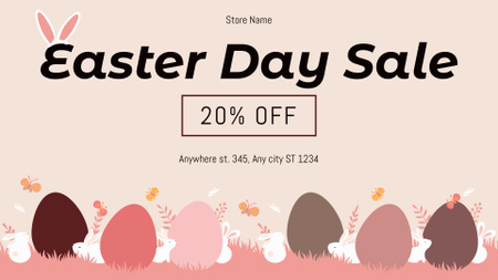 Easter Sale Announcement with Traditional Easter Eggs on Grass FB event cover Design Template