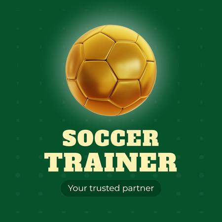 Golden Ball And Professional Soccer Trainer Promotion Animated Logo Design Template