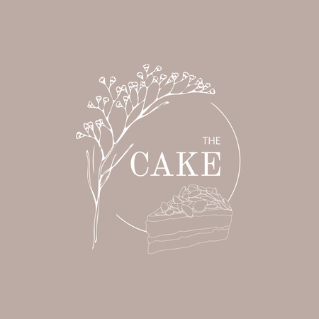 Bakery Ad with Delicious Piece of Cake Logo Design Template