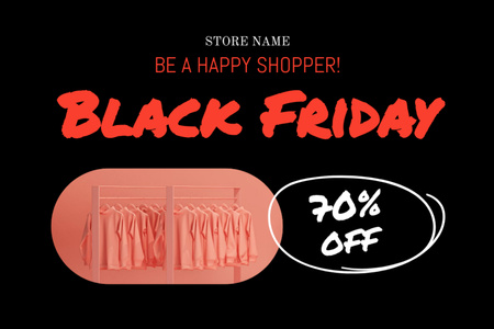Black Friday Sale Offer of Apparel With Slogan Postcard 4x6in Design Template