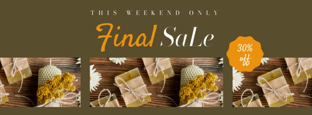Designvorlage Announcement of Final Sale of Handmade Soaps and Candles für Facebook cover