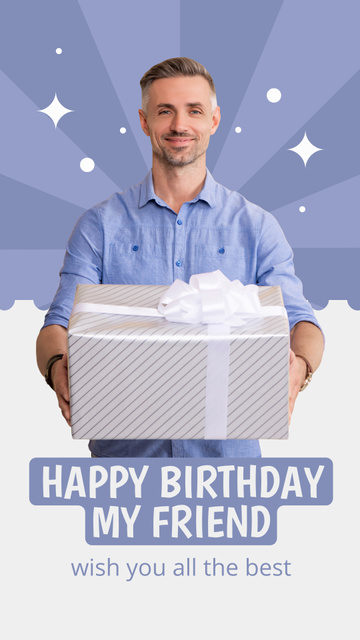 Template di design Handsome Man Giving Birthday Gift Instagram Story