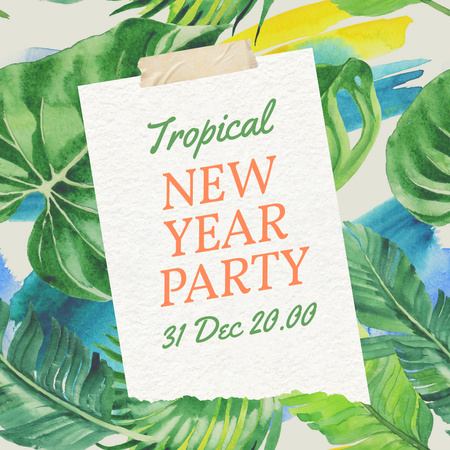Tropical New Year Party Announcement Instagram Modelo de Design