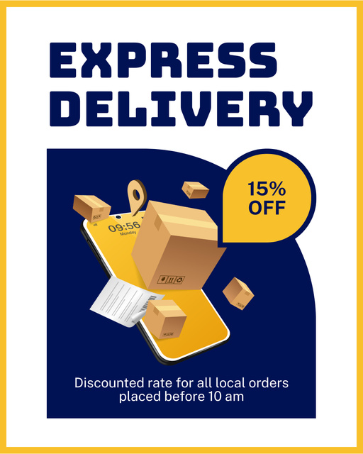 Plantilla de diseño de Express Delivery of Online Orders Instagram Post Vertical 