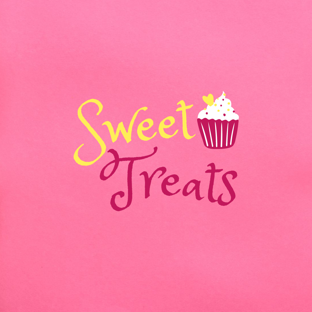 Bakery Emblem with Sweet Cupcake In Pink Logo Design Template
