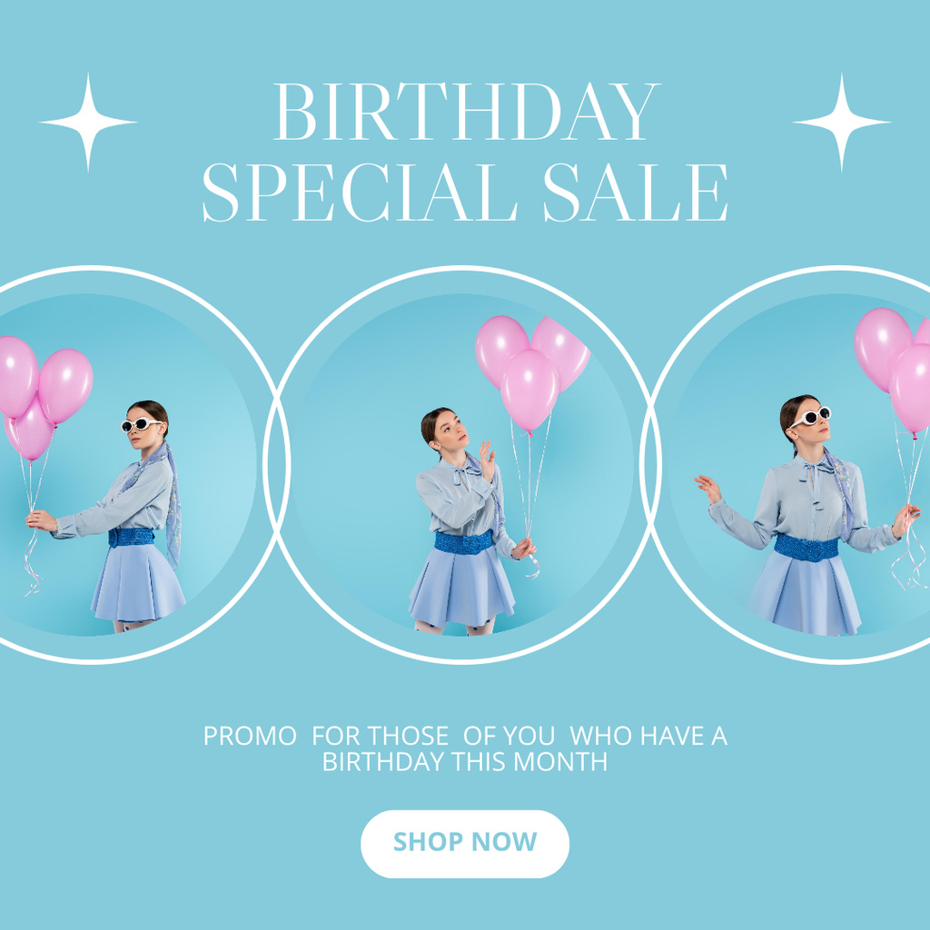 Platilla de diseño Blue Special Sale for Birthday Instagram
