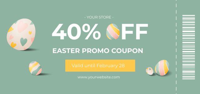 Easter Promo with Traditional Easter Eggs Coupon Din Large Design Template