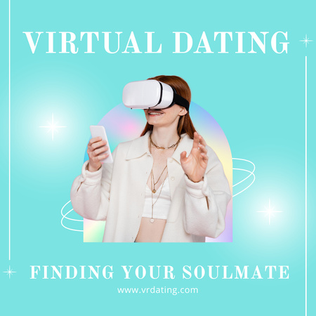 Ad of Virtual Dating with Woman in Glasses Instagram Design Template