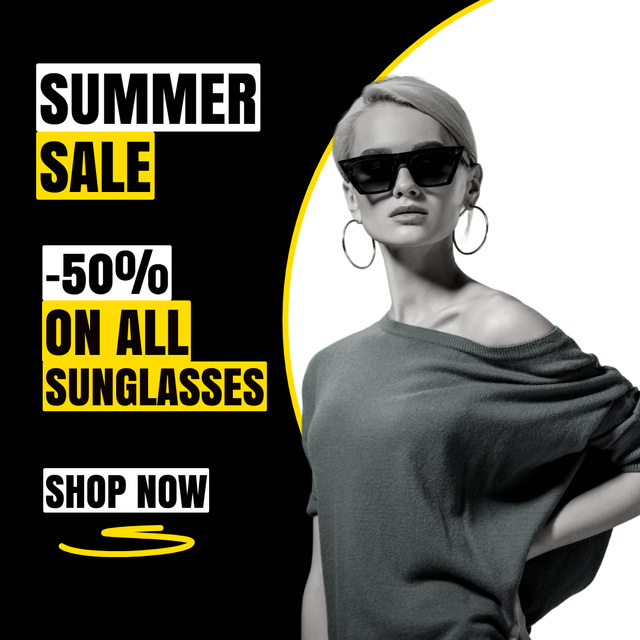 Modèle de visuel Fashionable Black Sunglasses Sale - Instagram