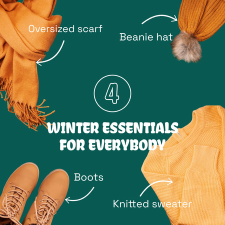 Winter Warm Essentials For Outfits Animated Post Design Template