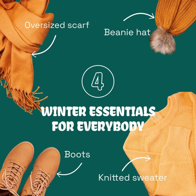 Designvorlage Winter Warm Essentials For Outfits für Animated Post