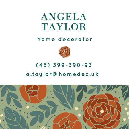 Modèle de visuel Home Decorator Contacts in Floral Pattern - Square 65x65mm