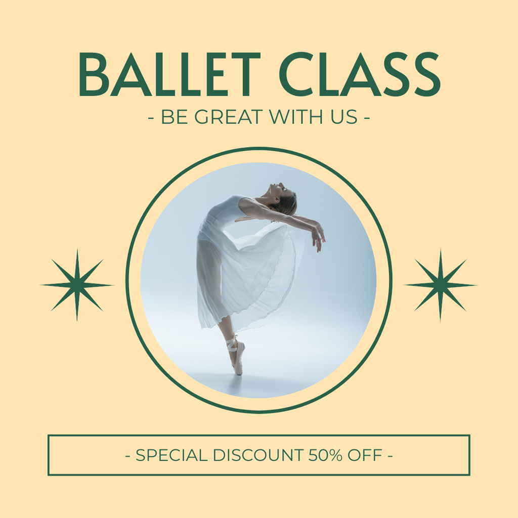 Invitation to Ballet Class with Special Discount Instagram – шаблон для дизайну