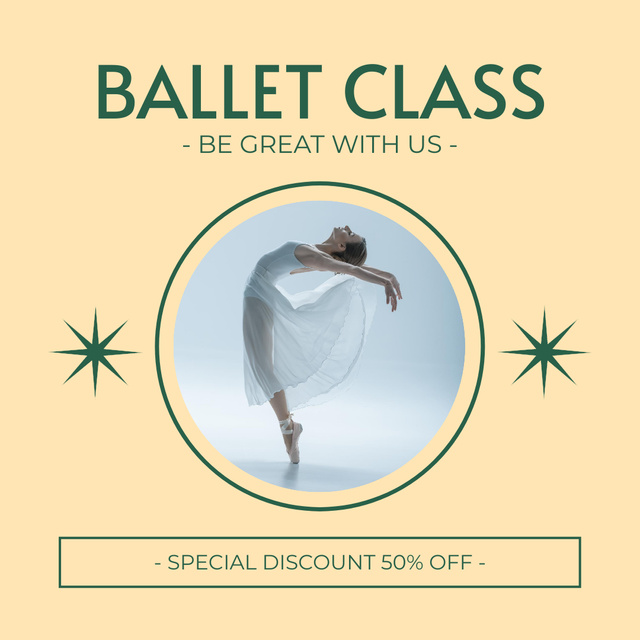 Invitation to Ballet Class with Special Discount Instagram Design Template