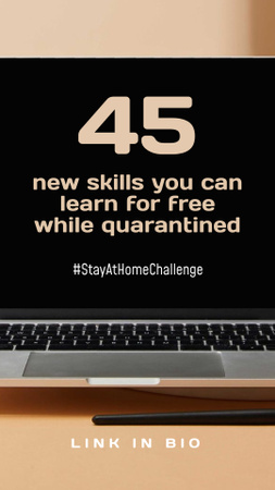 Průvodce vzdělávacími kurzy na obrazovce pro #StayAtHomeChallenge Instagram Story Šablona návrhu