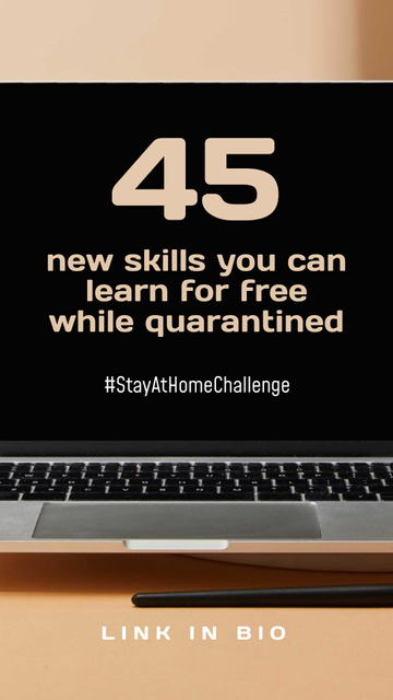 Education Courses guide on screen for #StayAtHomeChallenge Instagram Story Šablona návrhu