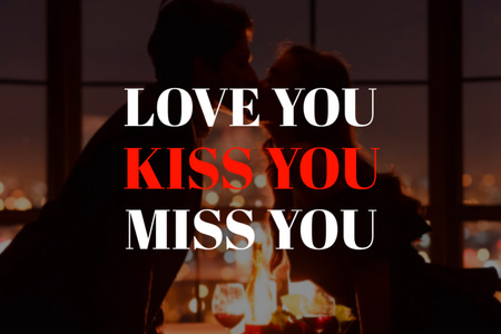 Plantilla de diseño de Valentine's Day Greeting with Cute Kissing Couple Silhouette Postcard 4x6in 