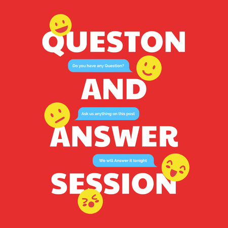 Designvorlage Einladung zur Q&A-Sitzung mit süßen Emoticons für Instagram