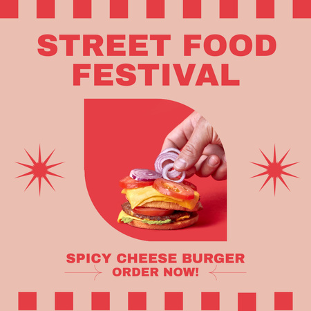 Street Food Festival Announcement with Yummy Sandwich Instagram Design Template
