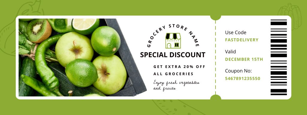 Special Offer of Grocery Store Coupon Πρότυπο σχεδίασης
