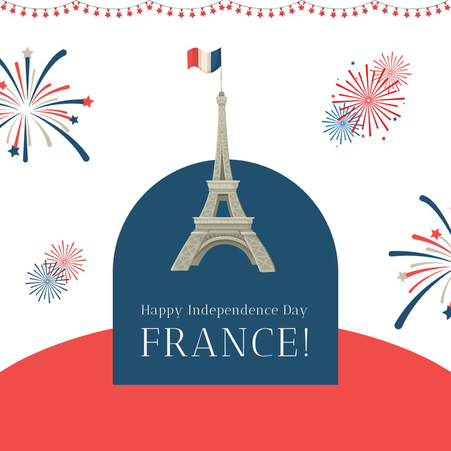 Ontwerpsjabloon van Instagram van Greeting Card for France Independance Day