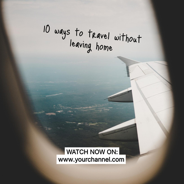 Airplane Window View Into Open Sky with Wing Instagram Šablona návrhu