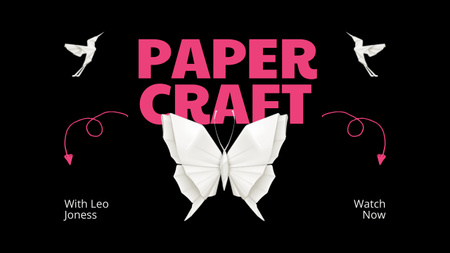 Plantilla de diseño de Blog sobre Manualidades con Papel con Mariposa y Palomas de Origami Youtube Thumbnail 