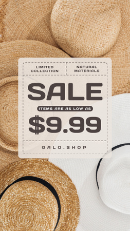 Accessories Store Sale Summer Straw Hats Instagram Story Design Template