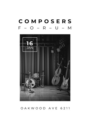 Composers Forum Invitation wit Instruments on Stage Poster 28x40in Design Template
