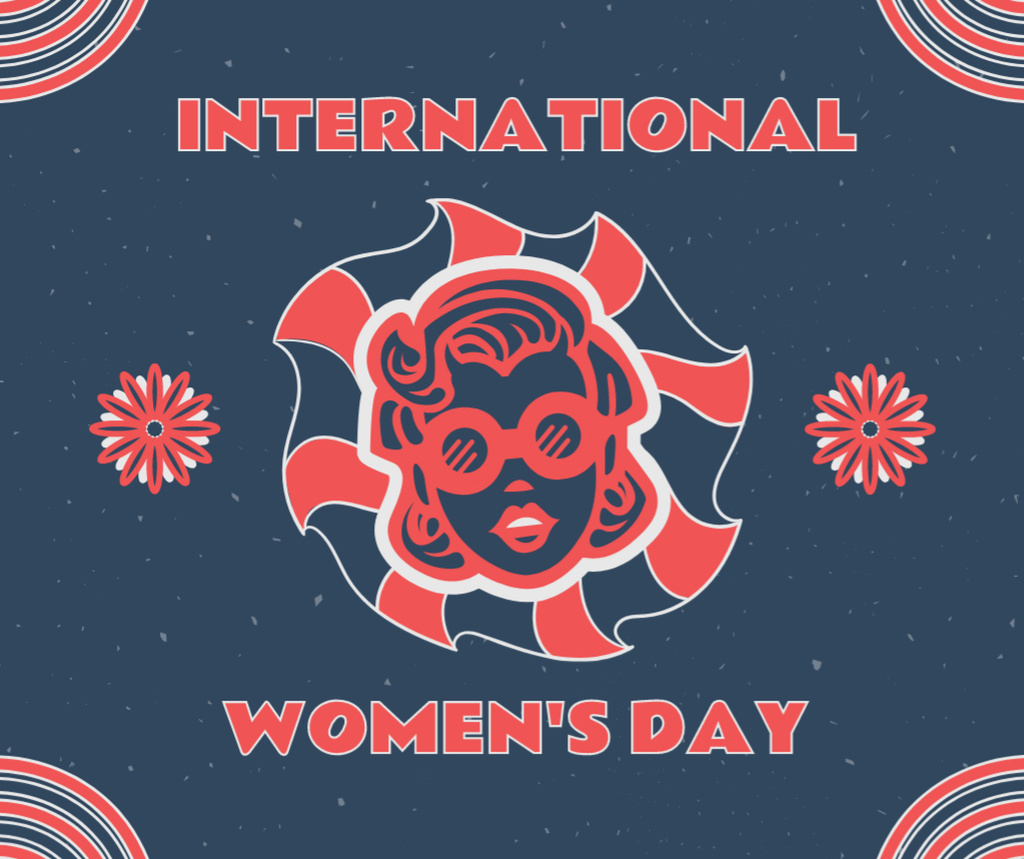 Ontwerpsjabloon van Facebook van Bright Illustration of Woman on International Women's Day
