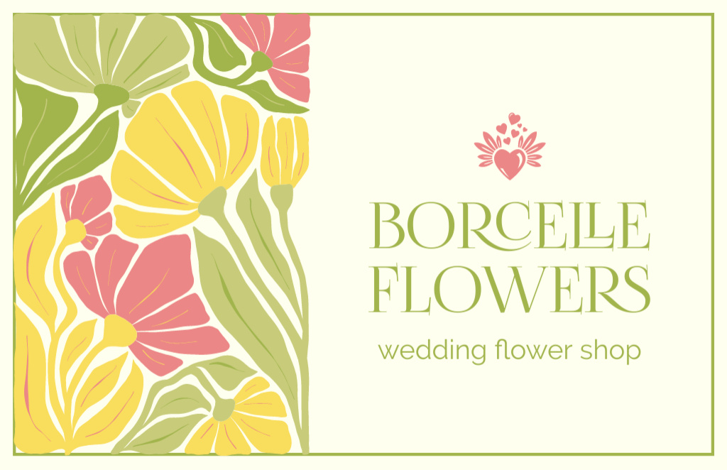 Szablon projektu Wedding Flowers Offer with Vibrant Floral Pattern Business Card 85x55mm