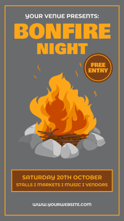 Designvorlage Ankündigung zur kostenlosen Teilnahme an der Bonfire Night für Instagram Story