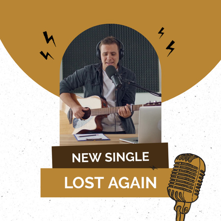 New Single on Acoustic Guitar Animated Post Design Template