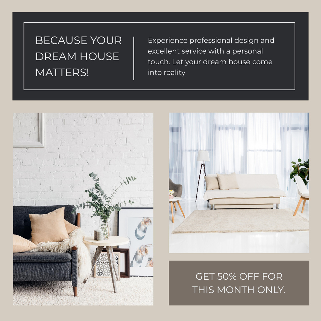 Home Furniture Sale Announcement Instagram tervezősablon