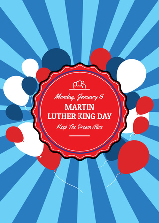 Colorful Martin Luther King Day Celebration Postcard A6 Vertical Design Template
