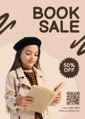 Books Sale Ad with Little Girl Reader