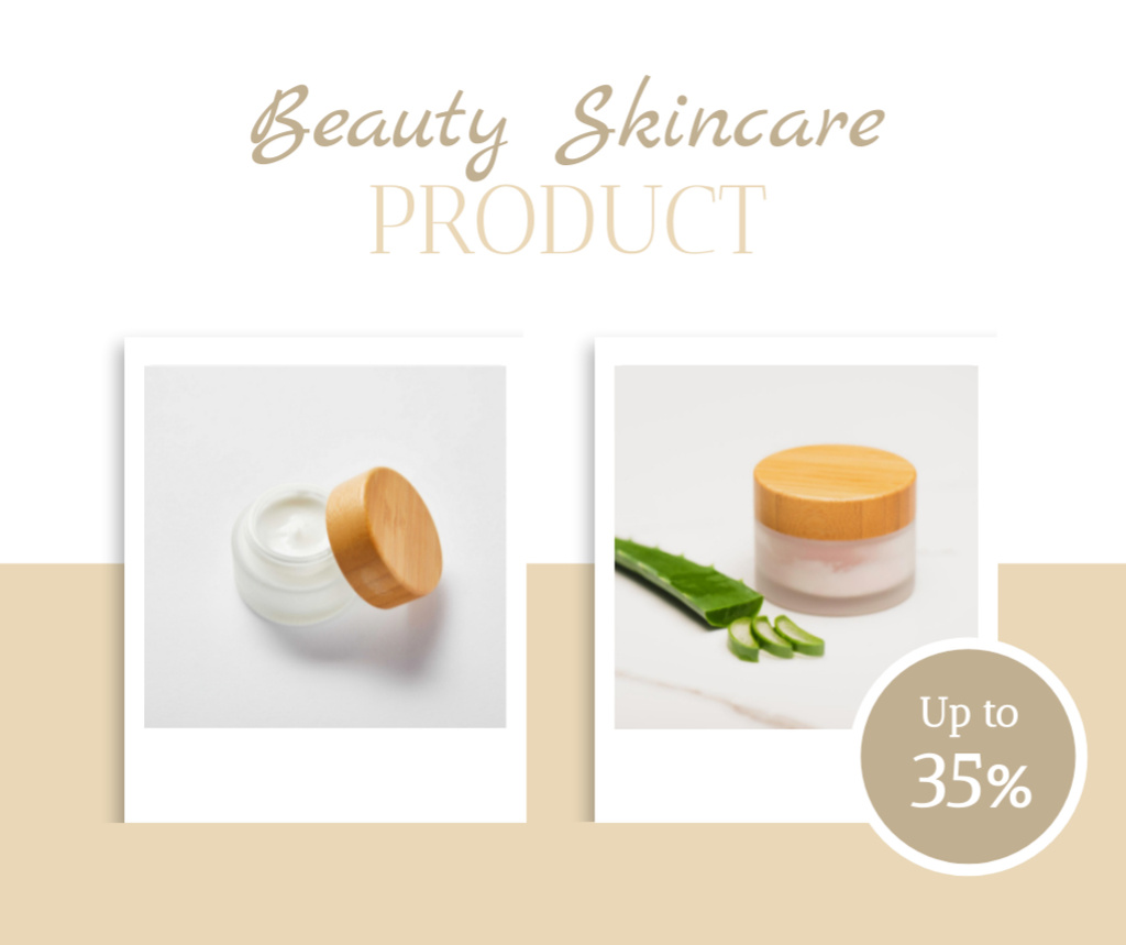 Beauty Cream Sale Ad with Aloe  Facebook Tasarım Şablonu